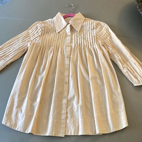 Millou Cotton Pin Tucked Tunic Blouse with Long Sleeve & Button Closure. Size S - Picture 4 of 9